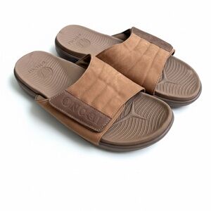 ONCAI Men's Comfort Slide Sandals Adjustable Strap Sport Flip Flop Brown Siz11.5
